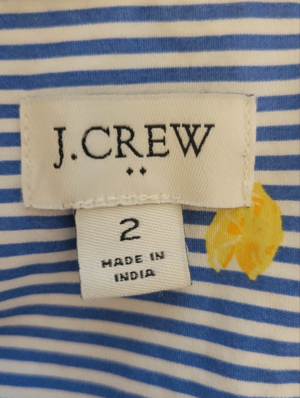 J. Crew Blue & White Stripe Lemon Print Shirtdress Size 2 - Picture 6 of 6